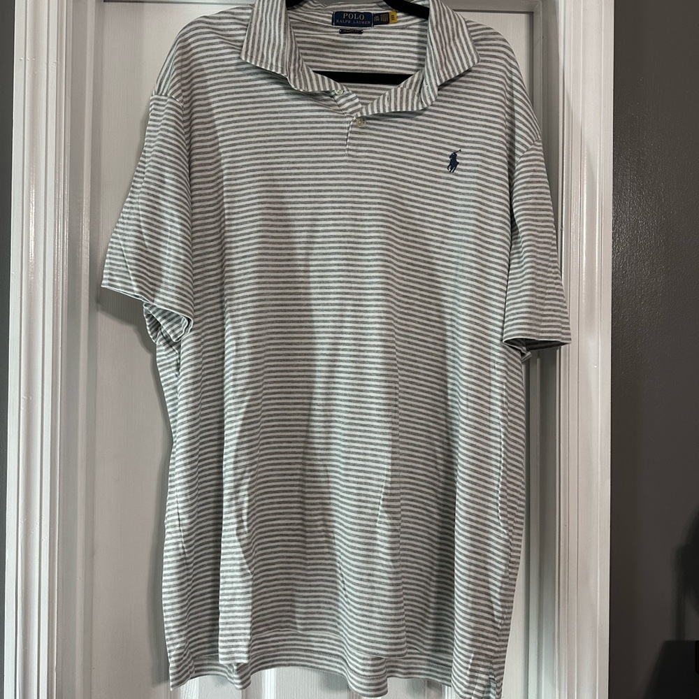 Polo by Ralph Lauren Men's Gray Striped Polo Shirt